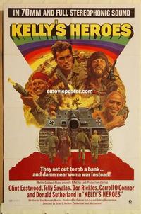 k558 KELLY'S HEROES one-sheet movie poster '70 Clint Eastwood, WWII!