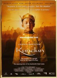 k575 KUNDUN one-sheet movie poster '97 Martin Scorsese, Tibet, China!