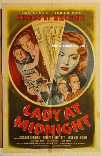 k580 LADY AT MIDNIGHT one-sheet movie poster '48 Richard Denning, Rafferty