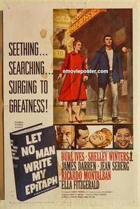 k601 LET NO MAN WRITE MY EPITAPH one-sheet movie poster '60 Burl Ives