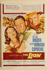 k605 LION one-sheet movie poster '63 William Holden, Howard, Capucine