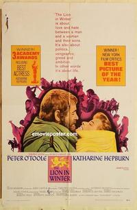 k606 LION IN WINTER one-sheet movie poster '68 Kate Hepburn, O'Toole