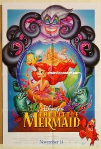 k611 LITTLE MERMAID DS advance one-sheet movie poster R97 Ariel, Disney!