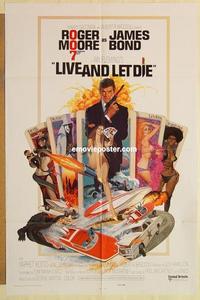 k613 LIVE & LET DIE east hemi one-sheet movie poster '73 Moore as James Bond!