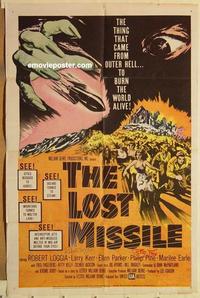 k619 LOST MISSILE signed one-sheet movie poster '58 Robert Loggia, Pine