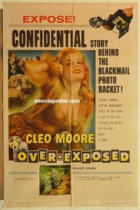 k750 OVER-EXPOSED one-sheet movie poster '56 super sexy Cleo Moore!