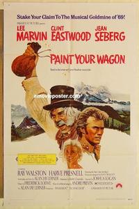 k752 PAINT YOUR WAGON one-sheet movie poster '69 Clint Eastwood, Marvin