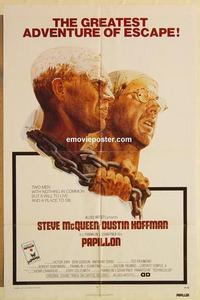 k754 PAPILLON one-sheet movie poster '74 Steve McQueen, Dustin Hoffman