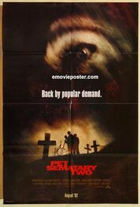 k762 PET SEMATARY 2 teaser one-sheet movie poster '92 Edward Furlong