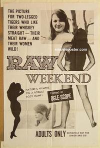 k811 RAW WEEKEND one-sheet movie poster '64 whiskey & wild women!