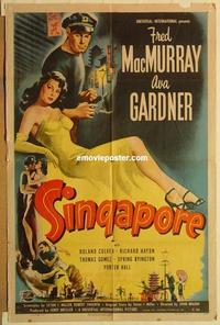 k904 SINGAPORE one-sheet movie poster '47 Ava Gardner, Fred MacMurray