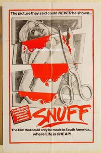 k913 SNUFF 'red' style one-sheet movie poster '74 Michael Findlay, horror!