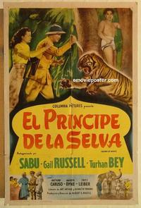 k917 SONG OF INDIA Spanish/US one-sheet movie poster '49 Sabu, Russell, Bey