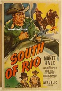 k923 SOUTH OF RIO one-sheet movie poster '49 Monte Hale, cowboy western!