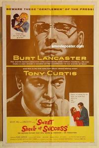 k974 SWEET SMELL OF SUCCESS one-sheet movie poster '57 Lancaster, Curtis