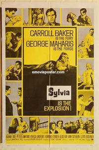 k977 SYLVIA one-sheet movie poster '65 Carroll Baker, George Maharis