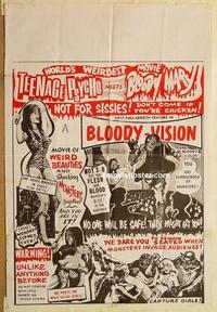 k512 INCREDIBLY STRANGE CREATURES 1sh '63 Teenage Psycho Meets Bloody Mary!