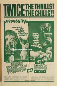 m035 TOMB OF TORTURE/CAVE OF THE LIVING DEAD one-sheet movie poster '66