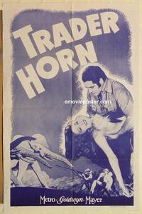 m047 TRADER HORN one-sheet movie poster R43 W.S. Van Dyke, Edwina Booth