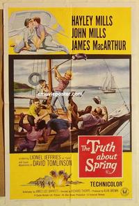 m060 TRUTH ABOUT SPRING one-sheet movie poster '65 Hayley & John Mills!
