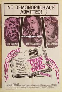 m063 TWICE TOLD TALES one-sheet movie poster '63 Vincent Price horror!