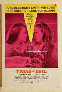 m064 TWINS OF EVIL one-sheet movie poster '72 virgin or vampire, Hammer!