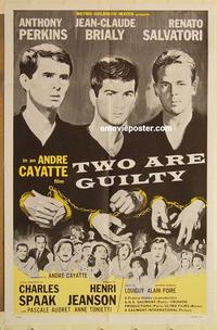 m066 TWO ARE GUILTY one-sheet movie poster '64 Anthony Perkins, Brialy