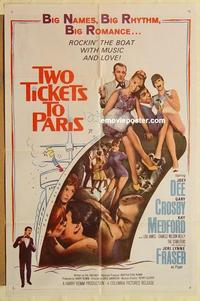 m067 TWO TICKETS TO PARIS one-sheet movie poster '62 rock 'n' roll!
