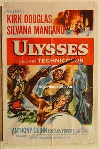 m070 ULYSSES one-sheet movie poster '55 Kirk Douglas, Mangano