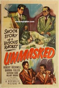 m077 UNMASKED one-sheet movie poster '50 Raymond Burr, Barbra Fuller
