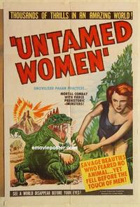 m078 UNTAMED WOMEN one-sheet movie poster '52 sexy fantasy cave babes!