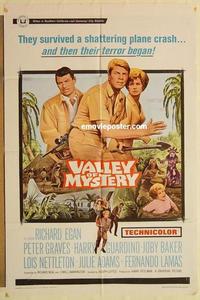 m083 VALLEY OF MYSTERY one-sheet movie poster '67 Peter Graves