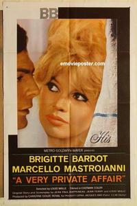m091 VERY PRIVATE AFFAIR one-sheet movie poster '62 Brigitte Bardot