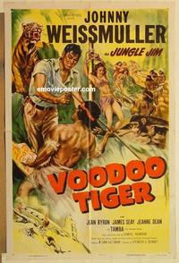 m100 VOODOO TIGER one-sheet movie poster '52 Johnny Weissmuller, Jungle Jim