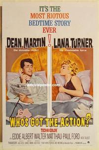 m118 WHO'S GOT THE ACTION one-sheet movie poster '62 Martin, Lana Turner