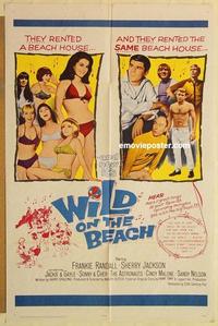 m127 WILD ON THE BEACH one-sheet movie poster '65 Sonny & Cher, teen rock!