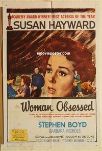 m137 WOMAN OBSESSED one-sheet movie poster '59 Susan Hayward, Stephen Boyd