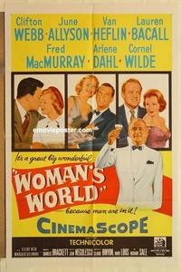 m139 WOMAN'S WORLD one-sheet movie poster '54 Allyson, Webb, Heflin, Bacall