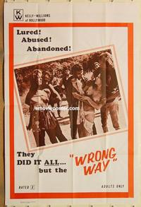 m143 WRONG WAY one-sheet movie poster '72 Laurel Canyon, lured & abused!