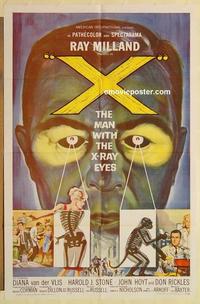 m145 X THE MAN WITH THE X-RAY EYES one-sheet movie poster '63 Corman