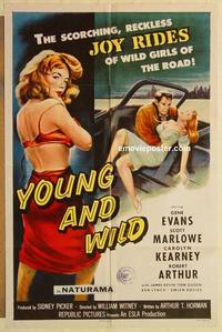 m151 YOUNG & WILD one-sheet movie poster '58 super sexy bad girl!