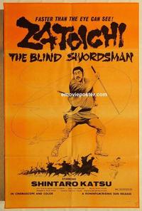 m157 ZATOICHI THE BLIND SWORDSMAN one-sheet movie poster '67 cool samurai!