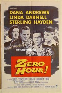 m159 ZERO HOUR one-sheet movie poster '57 Dana Andrews, Linda Darnell
