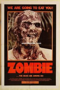 m160 ZOMBIE one-sheet movie poster '79 cool image, classic Lucio Fulci!