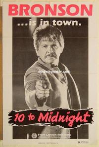 n019 10 TO MIDNIGHT teaser one-sheet movie poster '83 detective Charles Bronson!