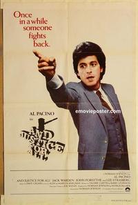 n049 AND JUSTICE FOR ALL int'l one-sheet movie poster '79 Al Pacino
