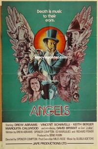 n055 ANGELS one-sheet movie poster '76 Death is music to their ears!