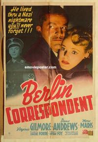 n088 BERLIN CORRESPONDENT one-sheet movie poster '42 Dana Andrews