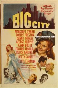 n095 BIG CITY one-sheet movie poster '48 Margaret O'Brien, Preston