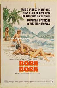 n117 BORA BORA one-sheet movie poster '70 twice banned in Europe, sexy art!